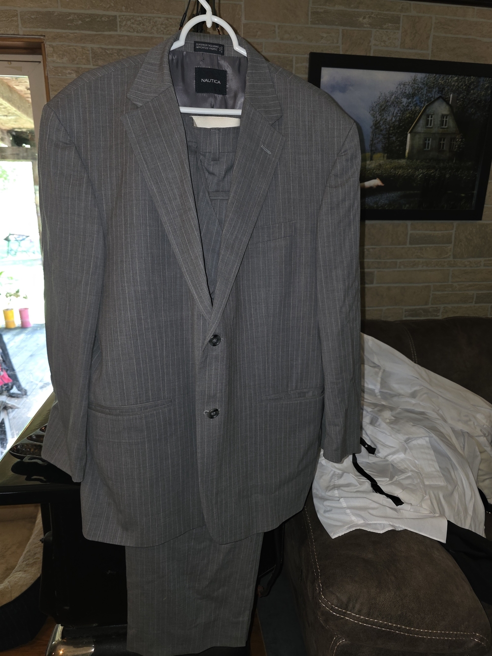 Nautica Men's Gray Pinstripe Suit